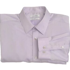 BOGO 50%OFF Calvin‎ Klein 100% Cotton Slim Fit Shirt Men’s Sz 16 Lilac Non-Iron